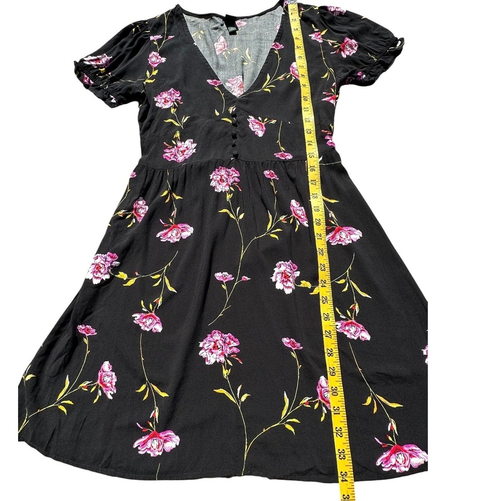 Wild Fable Black Pink Floral Babydoll Mini Dress Size Small Coquette Soft Girl - Picture 8 of 9